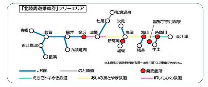 北陸周遊乗車券フリー乗車区間