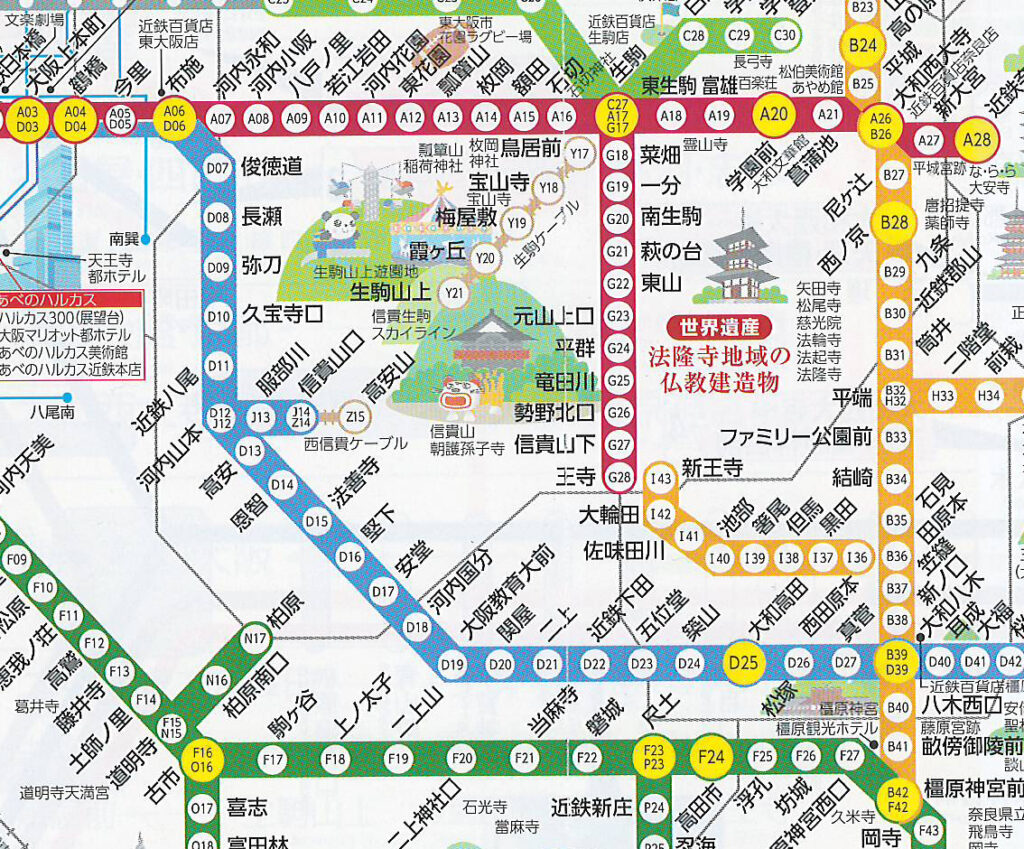 近鉄線環状区間路線図