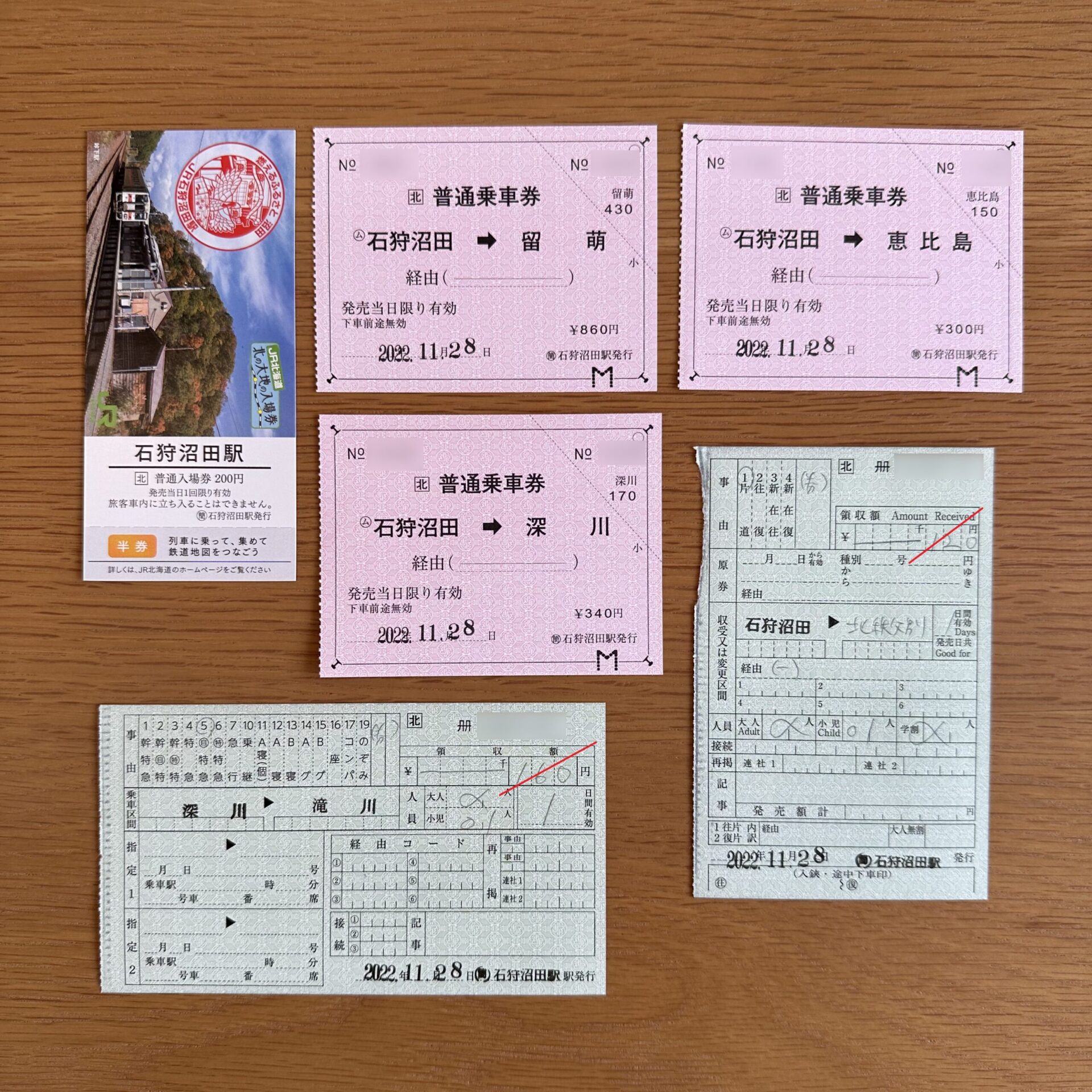 石狩沼田駅発行のきっぷ