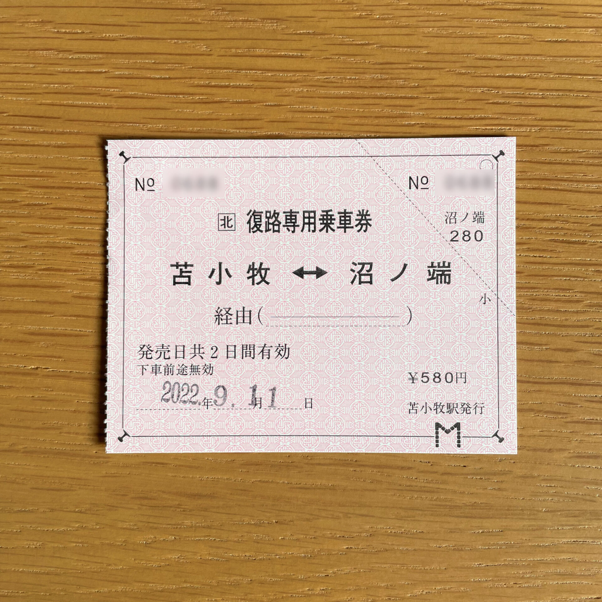 苫小牧駅復路専用乗車券