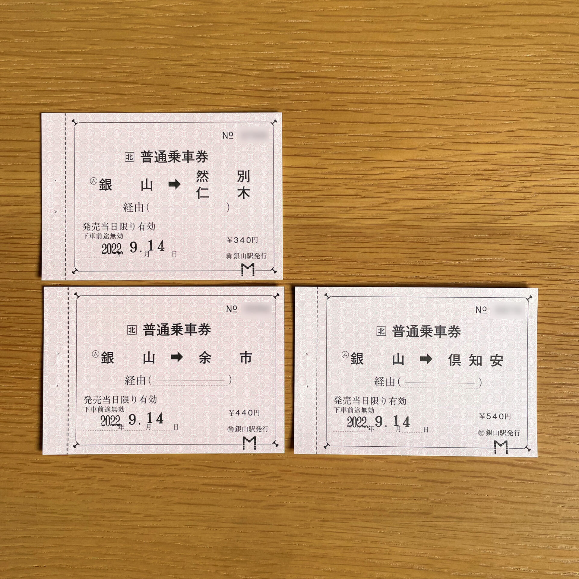 銀山駅発行のきっぷ