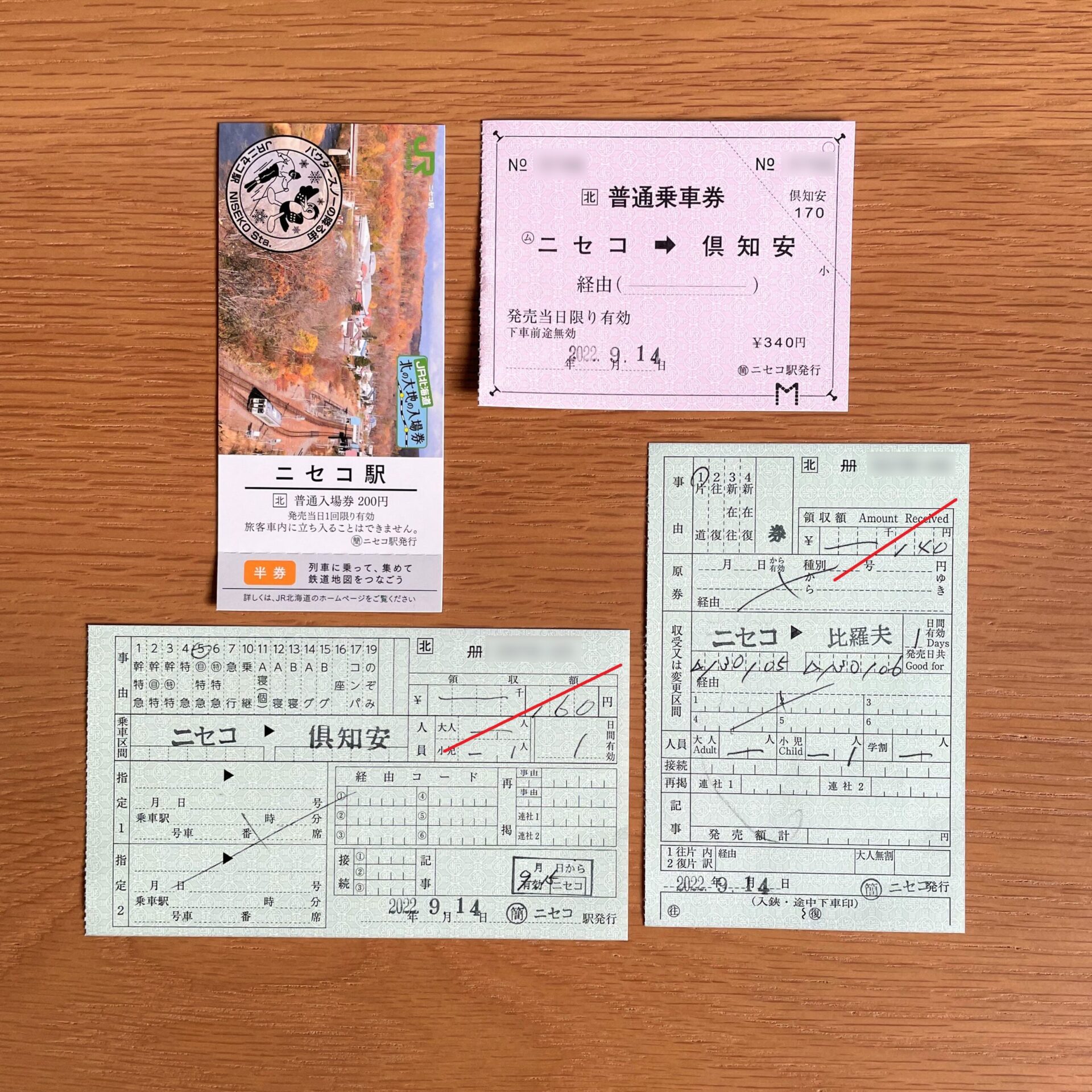 ニセコ駅発行のきっぷ