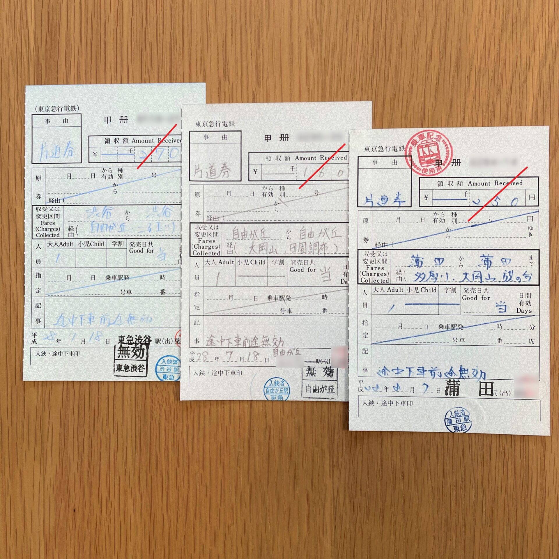 東急線普通乗車券