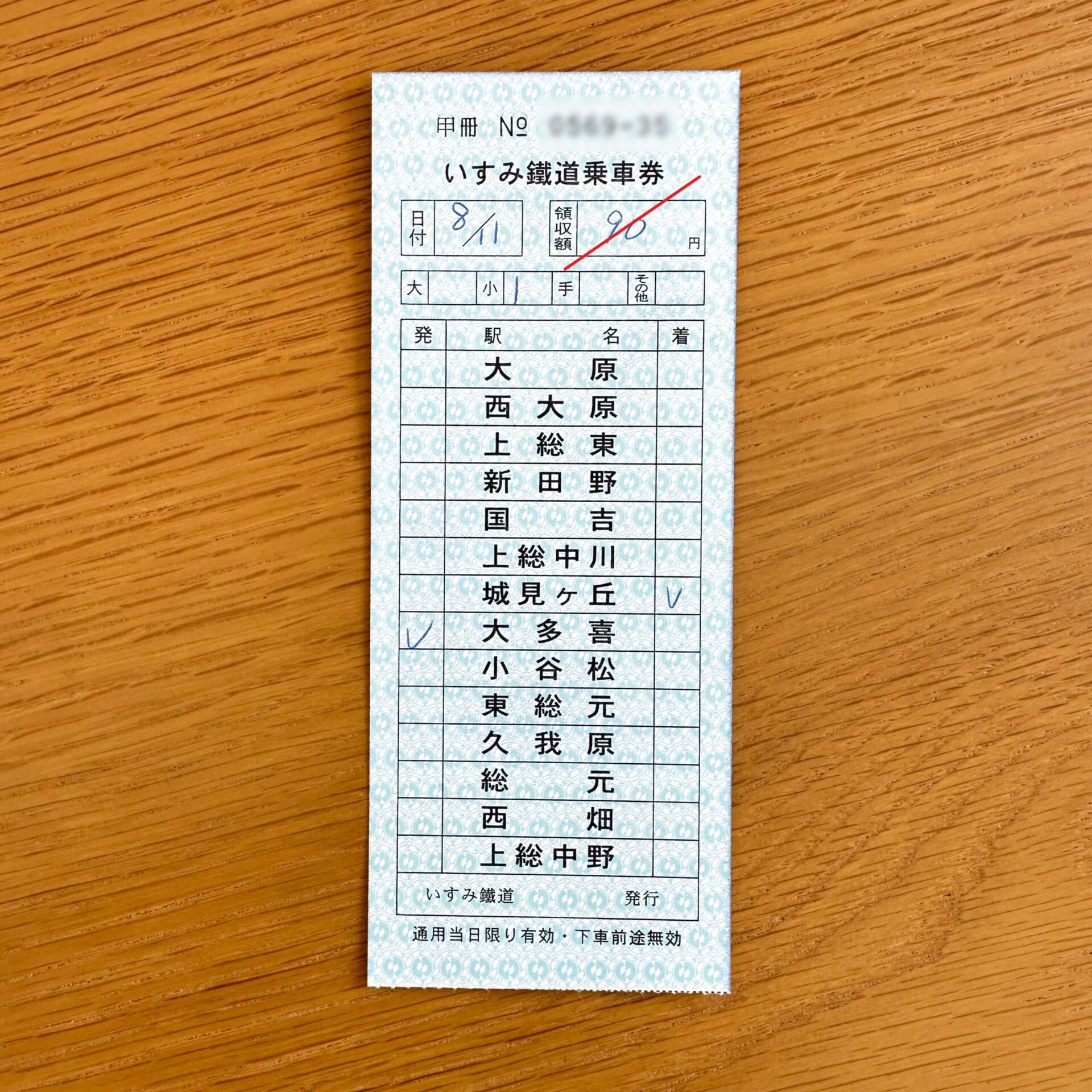 いすみ鉄道車内補充券