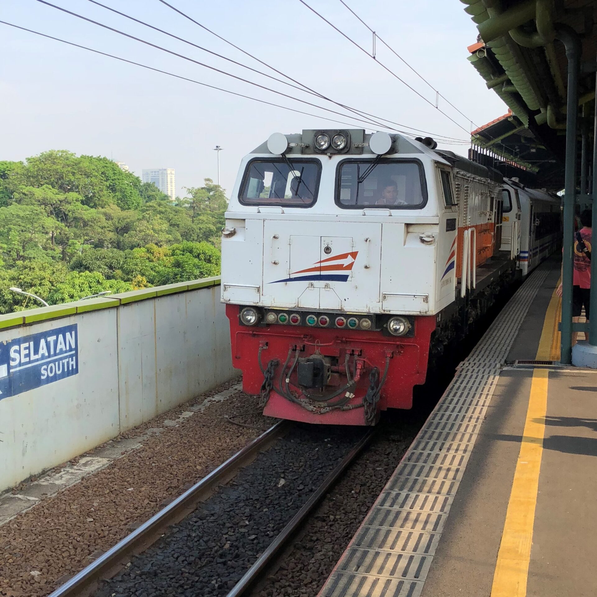 ガンビール駅に入線する列車
