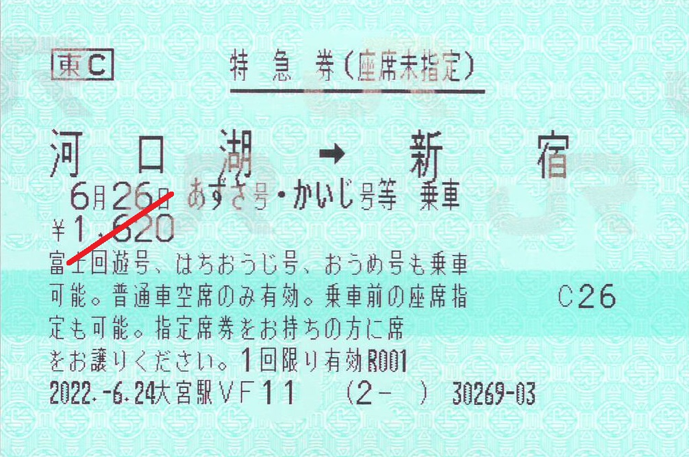 富士回遊号座席未指定券