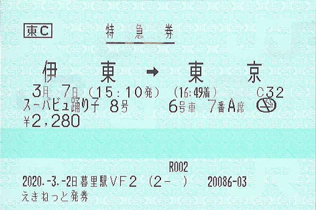 スーパービュー踊り子号特急券
