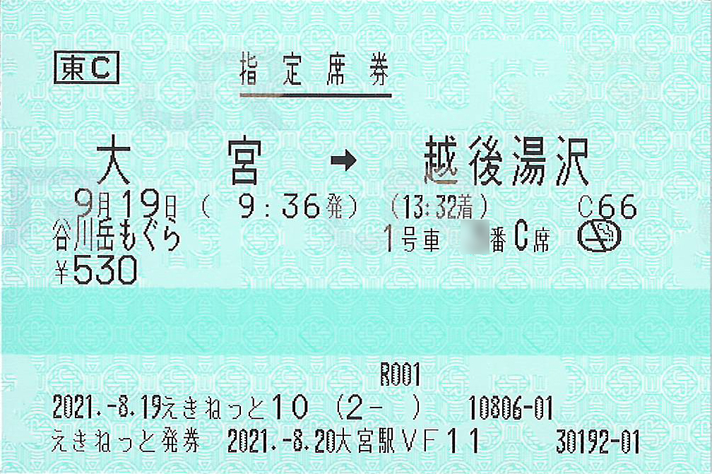 快速谷川岳もぐら指定席券