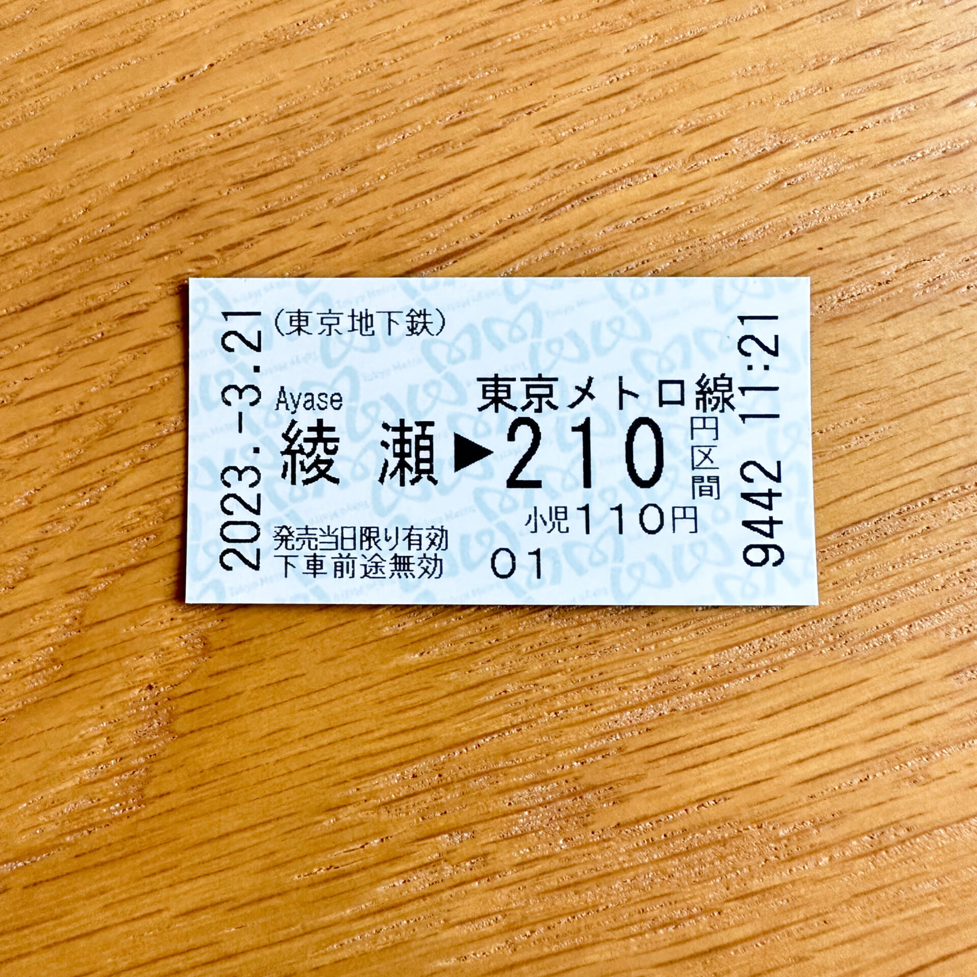 綾瀬駅からのきっぷ