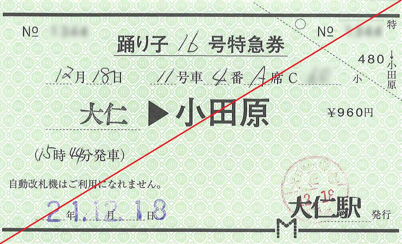 踊り子号特急券