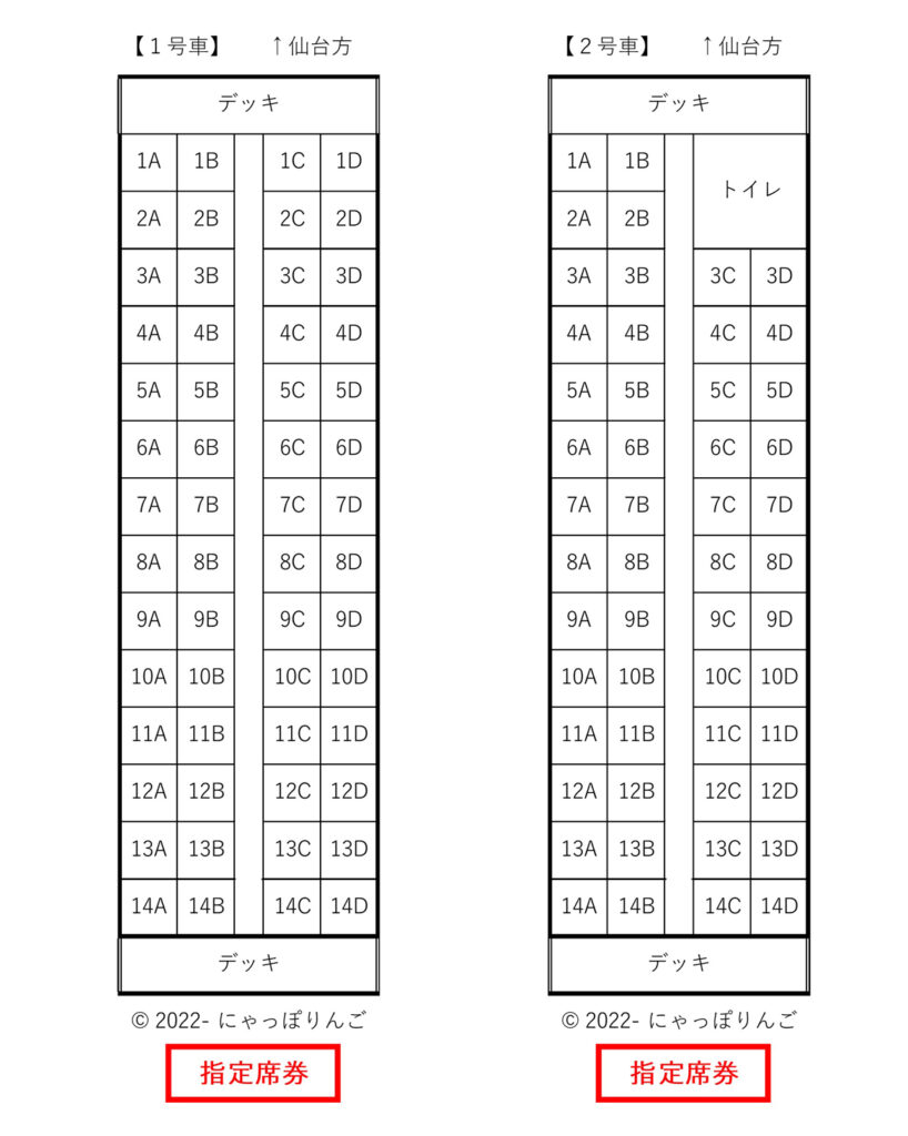 快速湯けむり号席番表